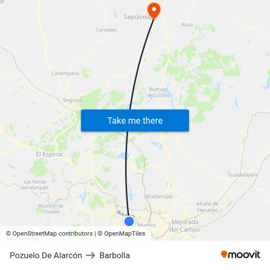 Pozuelo De Alarcón to Barbolla map