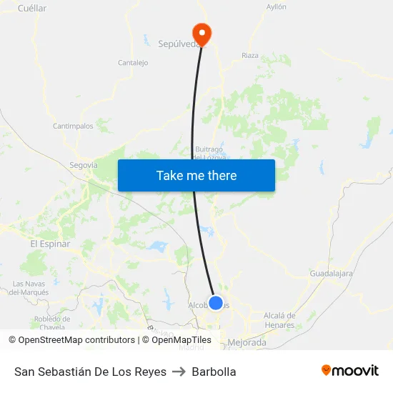 San Sebastián De Los Reyes to Barbolla map