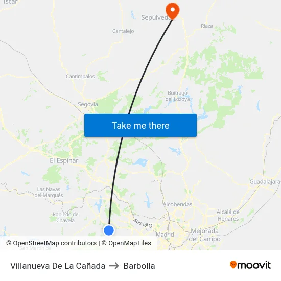 Villanueva De La Cañada to Barbolla map