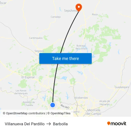 Villanueva Del Pardillo to Barbolla map