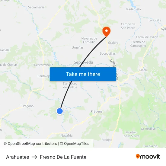 Arahuetes to Fresno De La Fuente map
