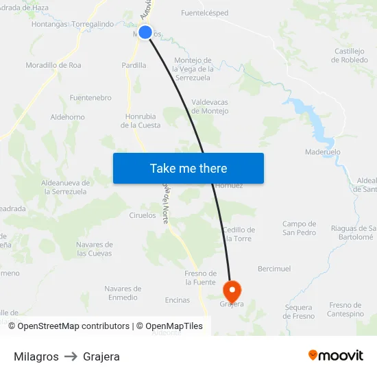 Milagros to Grajera map