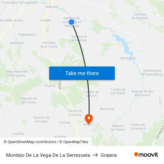 Montejo De La Vega De La Serrezuela to Grajera map