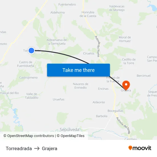Torreadrada to Grajera map