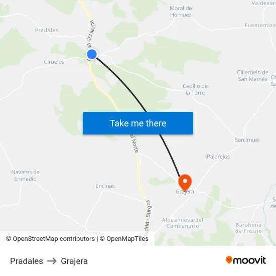 Pradales to Grajera map