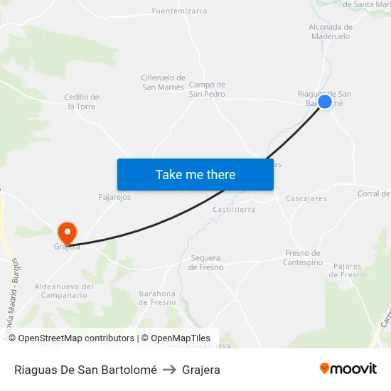 Riaguas De San Bartolomé to Grajera map