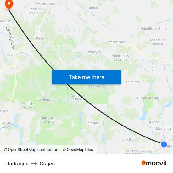 Jadraque to Grajera map