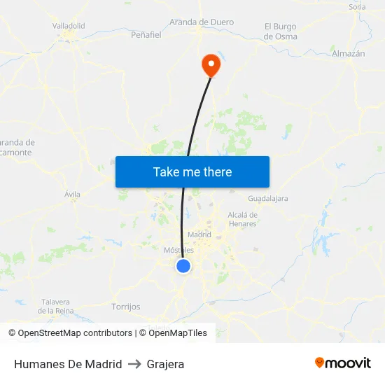Humanes De Madrid to Grajera map