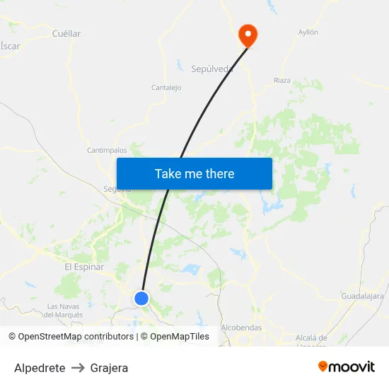 Alpedrete to Grajera map