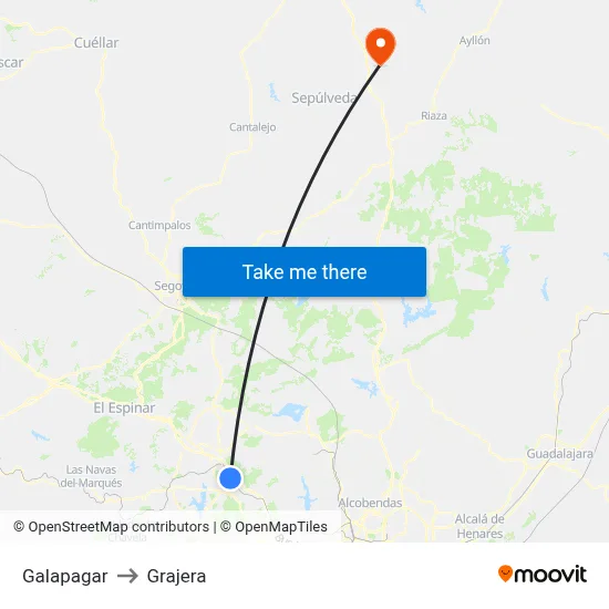 Galapagar to Grajera map