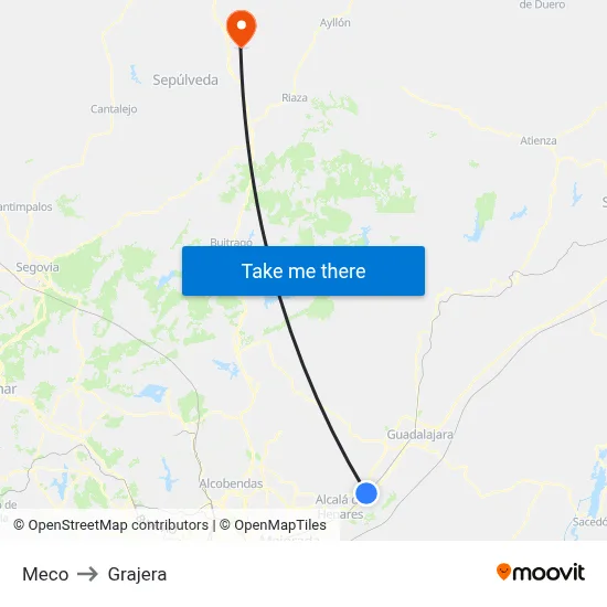 Meco to Grajera map