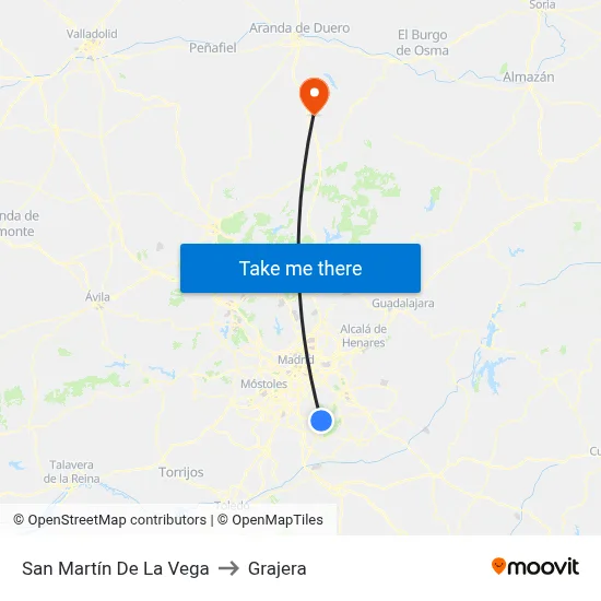 San Martín De La Vega to Grajera map