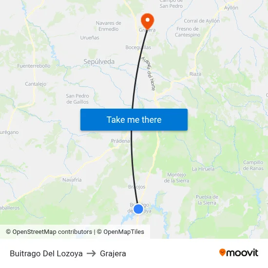 Buitrago Del Lozoya to Grajera map