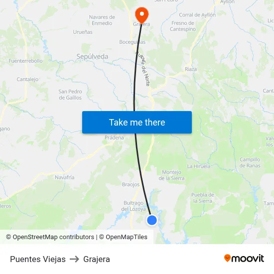 Puentes Viejas to Grajera map