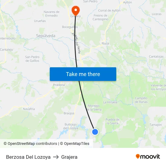 Berzosa Del Lozoya to Grajera map