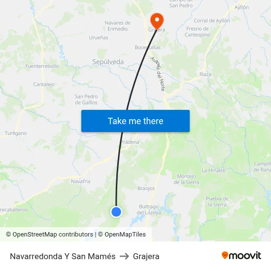 Navarredonda Y San Mamés to Grajera map