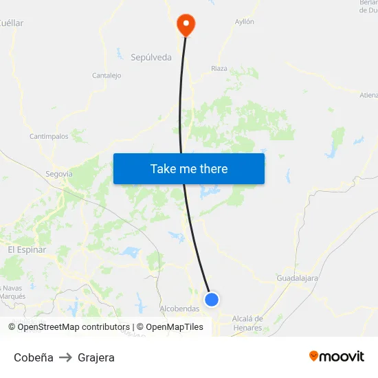 Cobeña to Grajera map