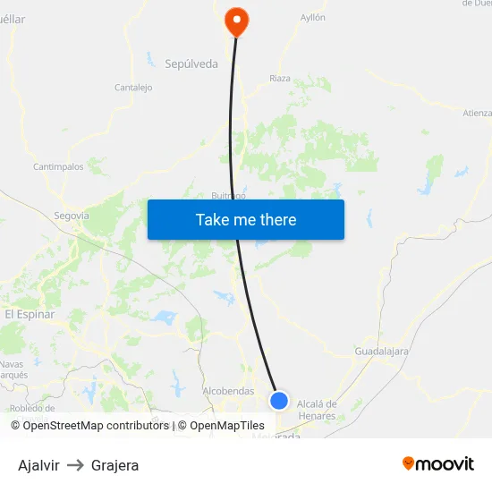 Ajalvir to Grajera map