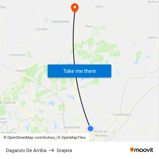 Daganzo De Arriba to Grajera map
