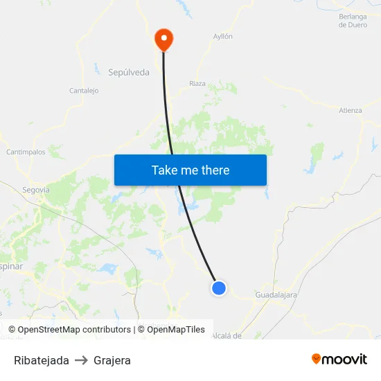 Ribatejada to Grajera map