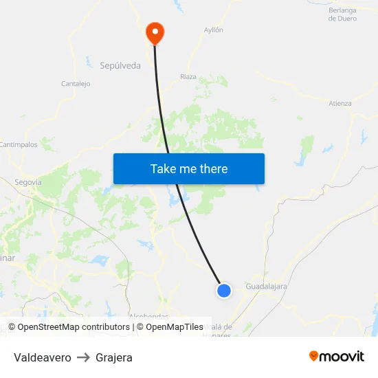 Valdeavero to Grajera map