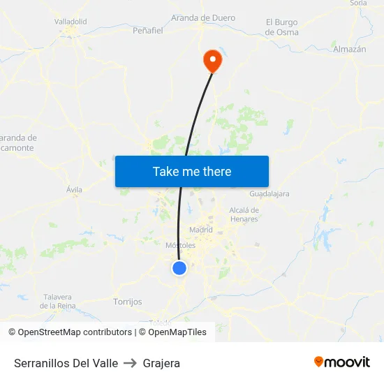 Serranillos Del Valle to Grajera map