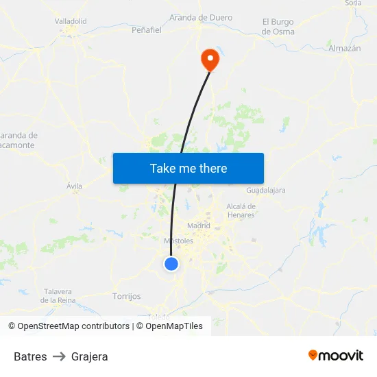 Batres to Grajera map