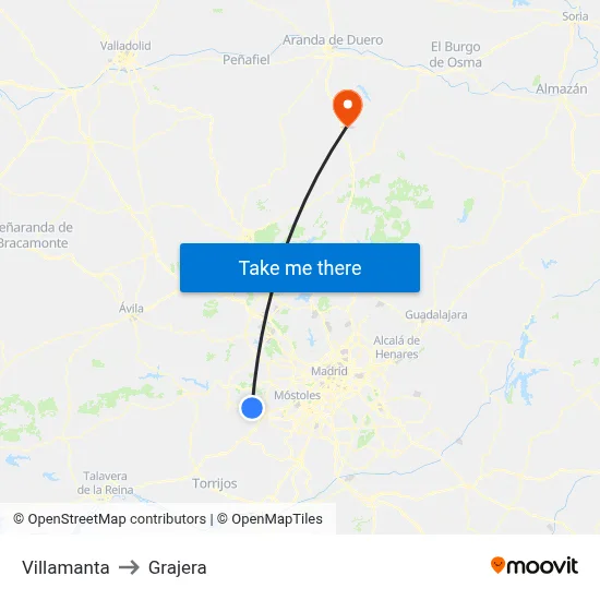 Villamanta to Grajera map
