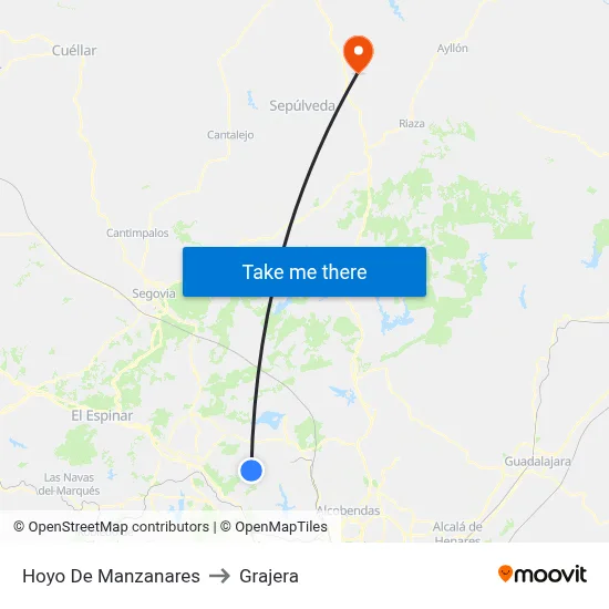 Hoyo De Manzanares to Grajera map