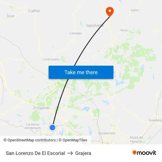 San Lorenzo De El Escorial to Grajera map