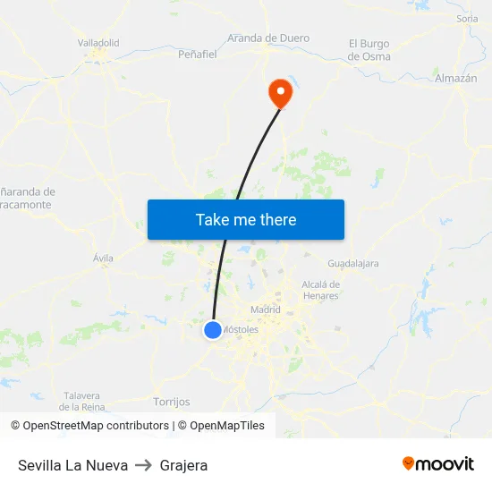 Sevilla La Nueva to Grajera map