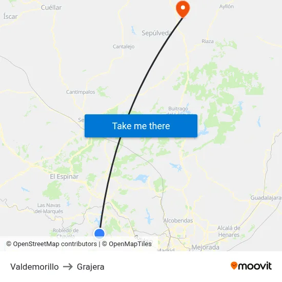 Valdemorillo to Grajera map