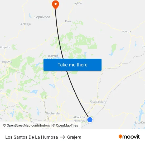Los Santos De La Humosa to Grajera map
