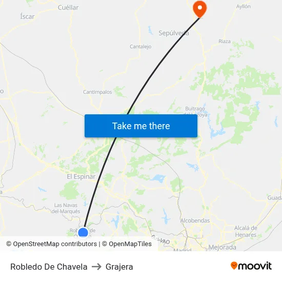 Robledo De Chavela to Grajera map