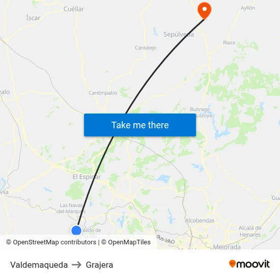 Valdemaqueda to Grajera map
