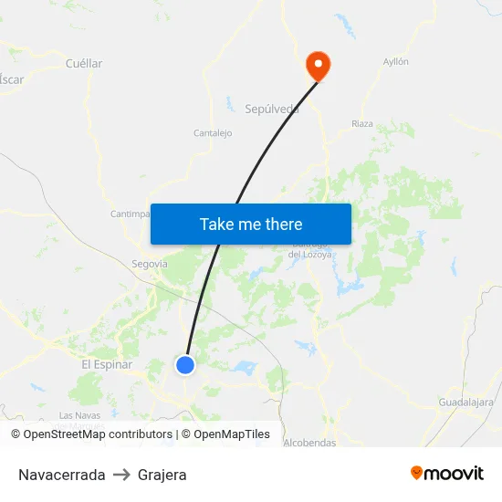 Navacerrada to Grajera map