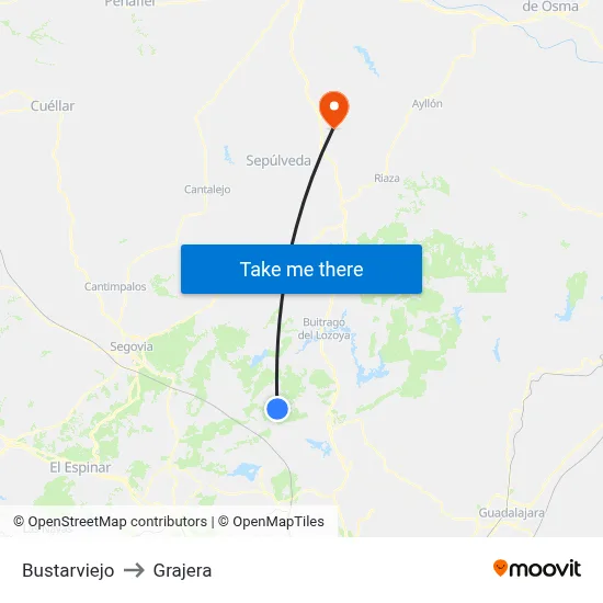 Bustarviejo to Grajera map