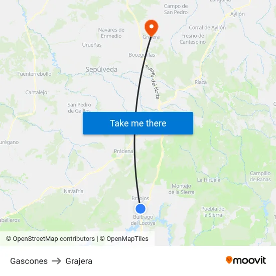 Gascones to Grajera map