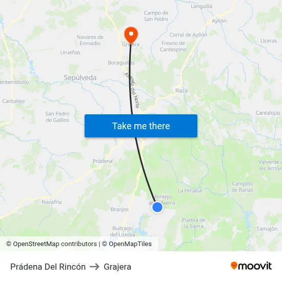Prádena Del Rincón to Grajera map