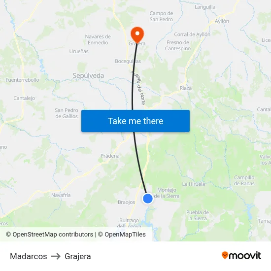 Madarcos to Grajera map