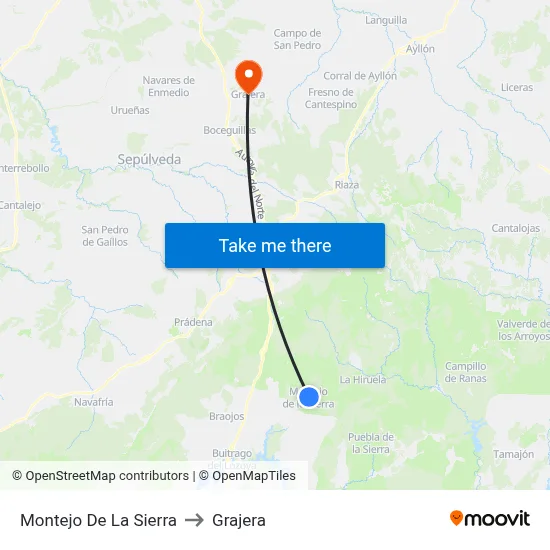 Montejo De La Sierra to Grajera map