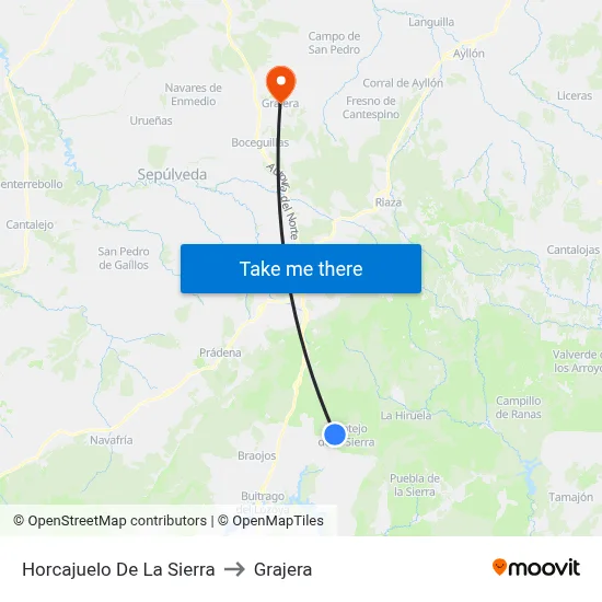 Horcajuelo De La Sierra to Grajera map