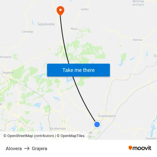 Alovera to Grajera map