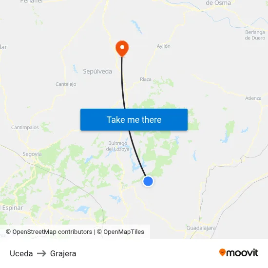 Uceda to Grajera map