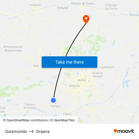 Quismondo to Grajera map