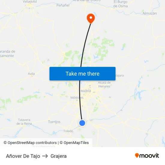 Añover De Tajo to Grajera map
