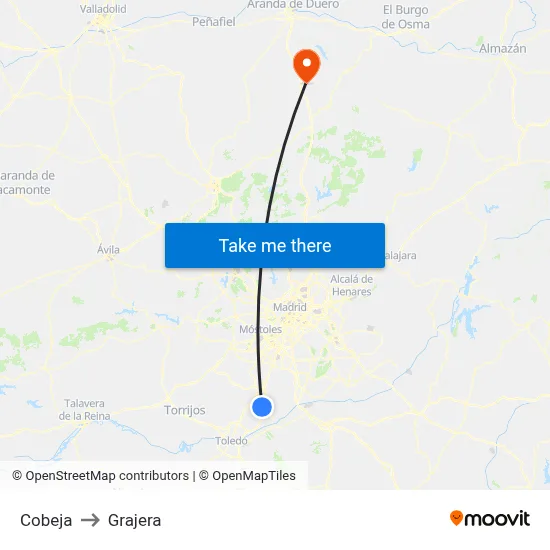 Cobeja to Grajera map