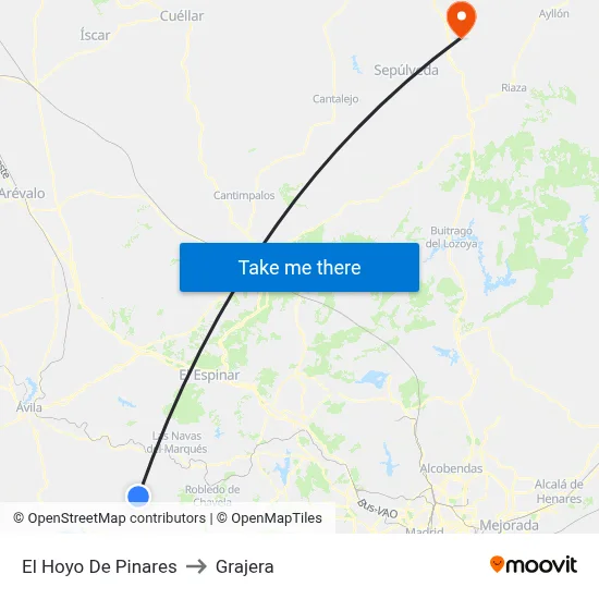 El Hoyo De Pinares to Grajera map
