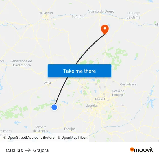 Casillas to Grajera map
