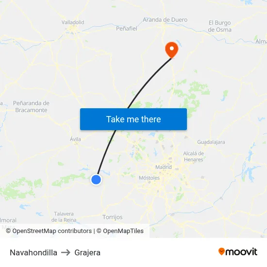 Navahondilla to Grajera map